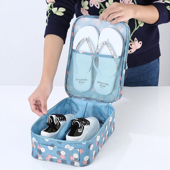 Lovely Floral Print Dual Shoe Bag